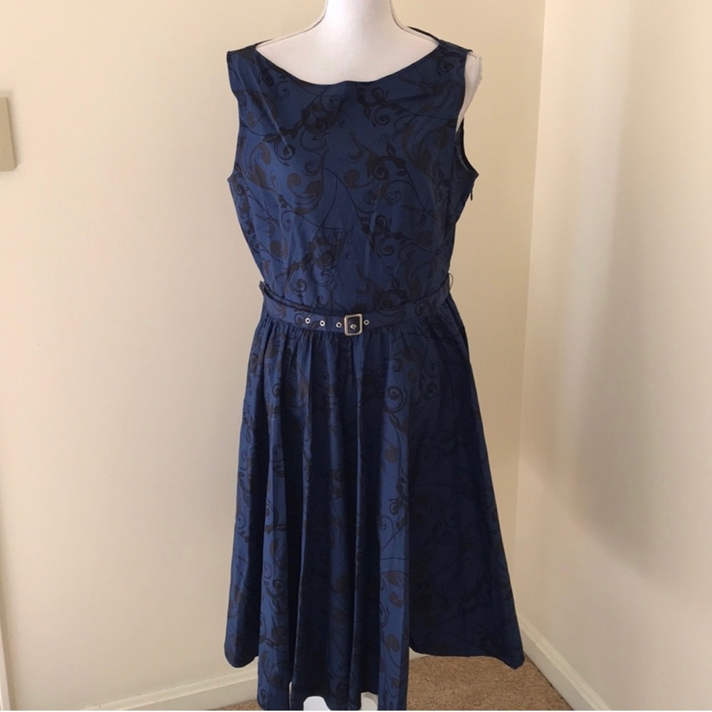 Chic star size 46/18 navy printed cotton dress